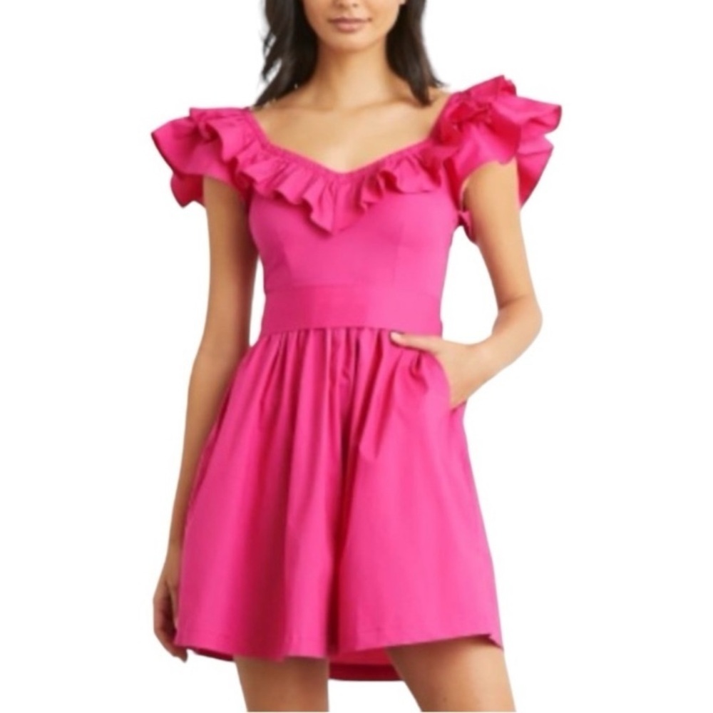 HILLHOUSE Ana Dress Pink Ruffle Mini HILLHOUSE Special edition.